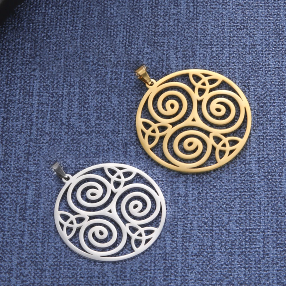 Dawapara Celtics Triskele Triskelion Anhänger Halbmond Dreifachspirale Dreifachknoten Edelstahl Charm für die Schmuckherstellung – Detail 10