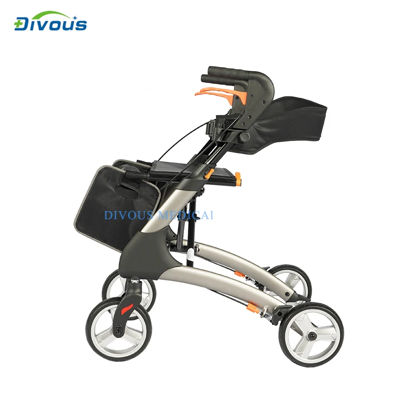 Aluminum Lightweight for Disable Adult Elderly Mobility Outdoor Walking Aids Folding Rollator Walker With Seat 2