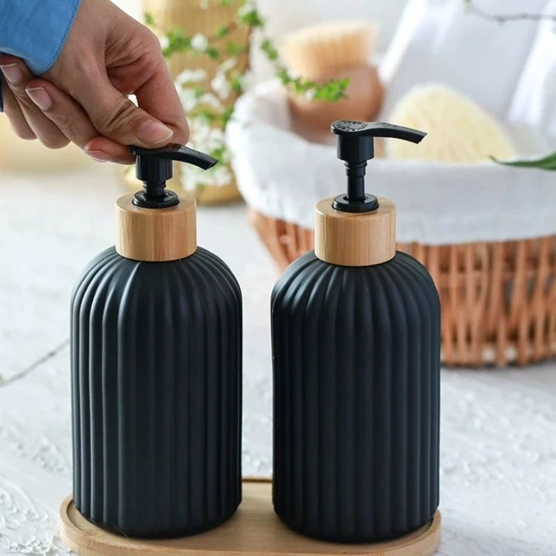 Elegant Glass Bathroom Toiletries Collection: Large-Capacity Soap Dispenser and Compact Travel Set
