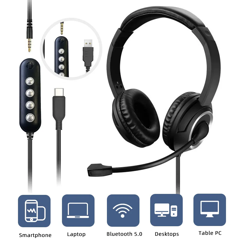 Best Wired Headset For Conference Calls Wired Headset with Noise Canceling Mic Conference Call Online Course