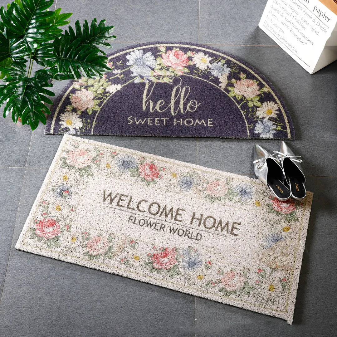 

Simple pastoral style door mat semi-circular net red carpet can be cut into the door mat outdoor flower thickened non-slip mat