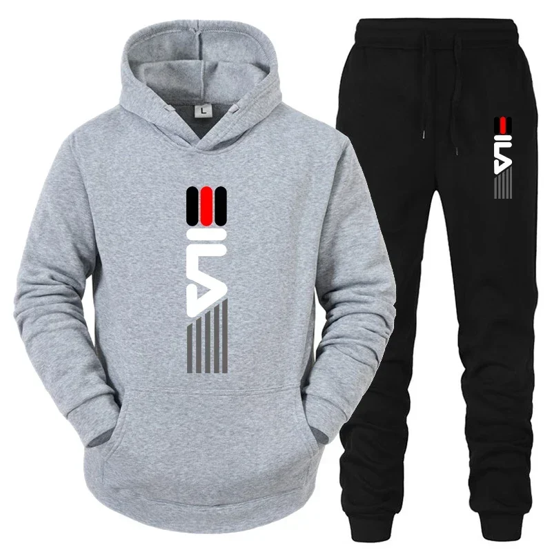 thumbnail image 1 of Chándal con capucha y pantalones de chándal para hombre, conjunto de 2 piezas, traje deportivo informal, ropa deportiva para correr, conjuntos de ropa de calle de lana para hombre, 2 piezas, 1 of 5