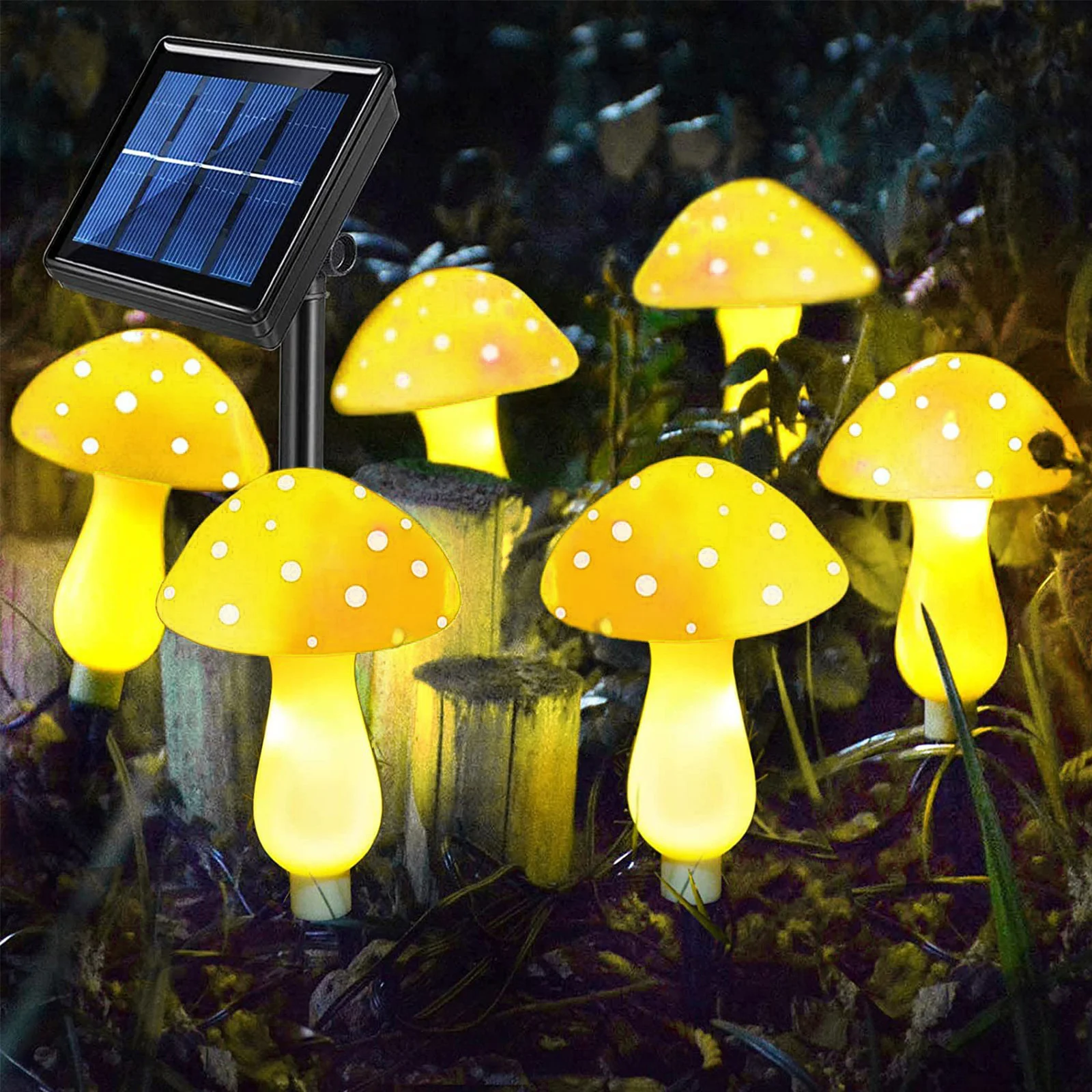 Solar Mushroom Fairy Light Garden Outdoor Decor 8 Modes Waterproof Lamp Pathway Landscape Yard Easter Halloween Xmas Sunlight