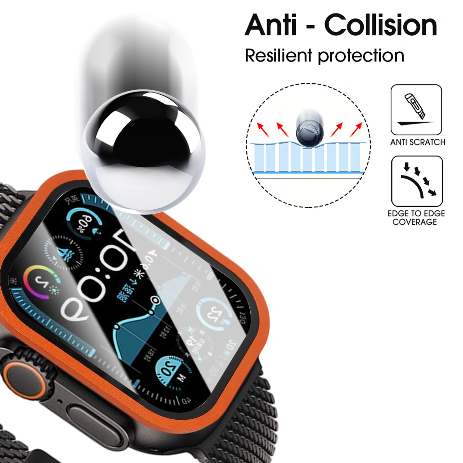 Premium Metal Frame with Tempered Glass Screen Protector - Full Coverage & Anti-Fall Protection