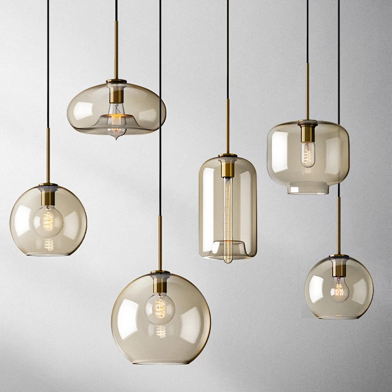 Nordic modern minimalist dining room living room staircase lights cafe bar bar modern personality creative glass chandelier