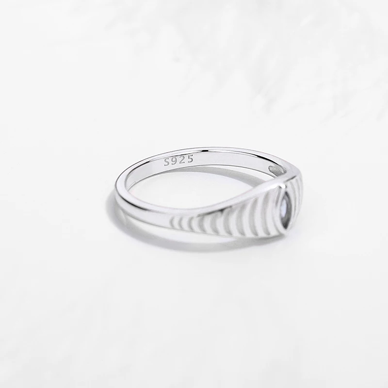 Kaletine Evil Eye Rings Screw Twist 925 Sterling Silver Ring White Zircon CZ Luxury Rock Punk Fine Anniversary Wedding Jewelry
