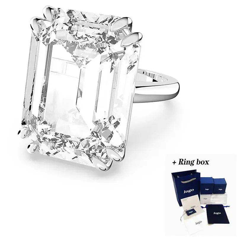 2022 Fashion New Jewelry Mesmera Personality Ring Octagon Cut Crystal Ladies Romantic Luxury High Jewelry Gift