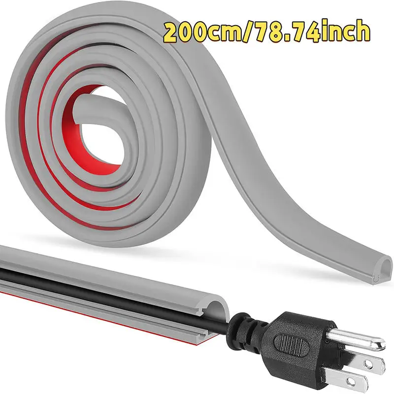 2/3 Meter Kabelmanagementkanal Unsichtbare Dekorative Kabelabdeckung Anti-Tritt-Schutz Selbstklebender Weicher Kabelkanal Mit Kappe – Detail 13