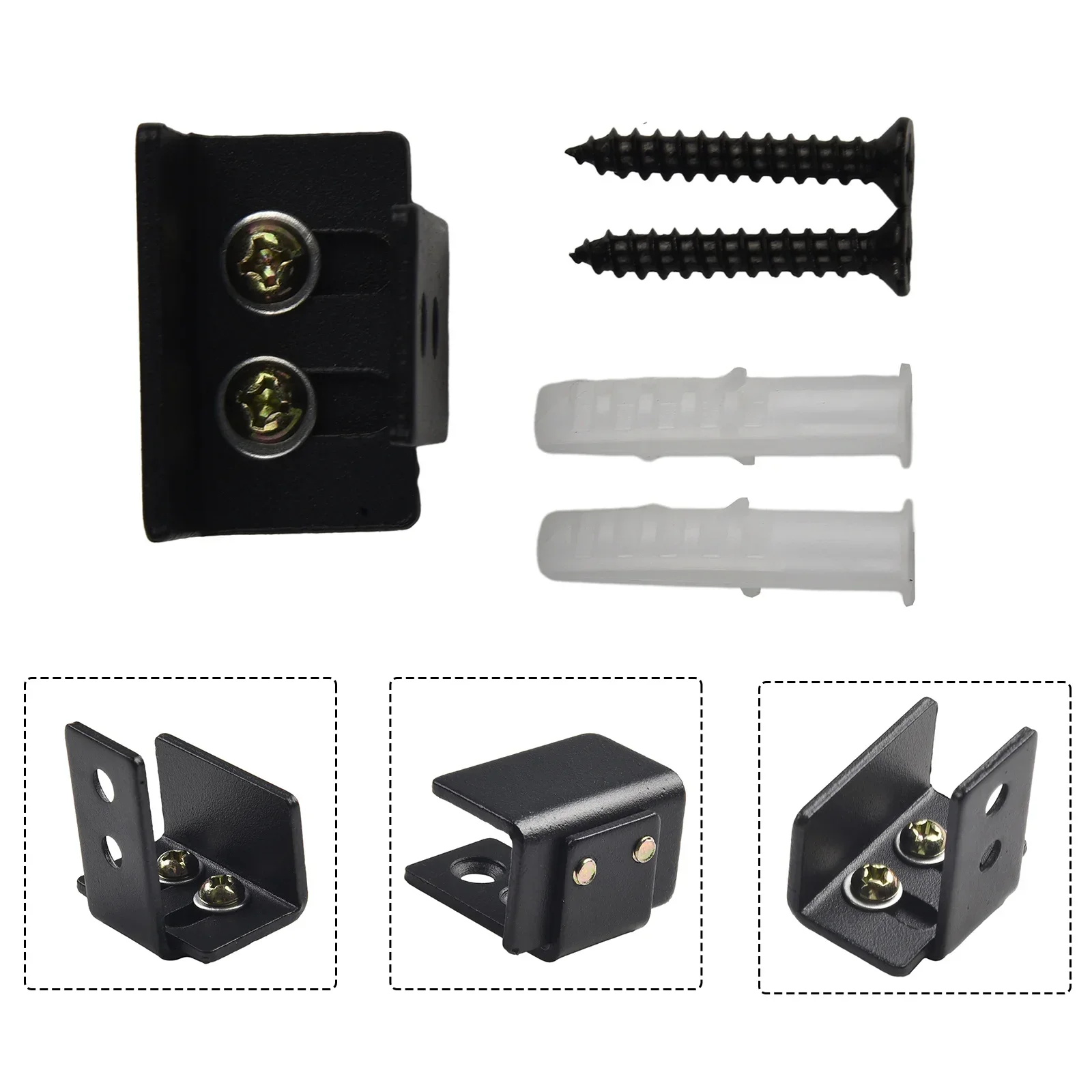 Adjustable Barn Door Guides Floor Guide For Sliding Barn Door Black Wall Guide With Screws Black Stainless Steel sliding barn door guide