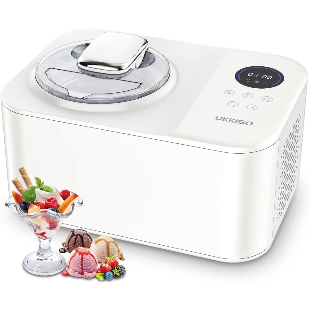 Ice Cream Maker for Home: 1.2L Automatic Ice Cream Maker Machine with LCD Display, Stainless Steel Homemade