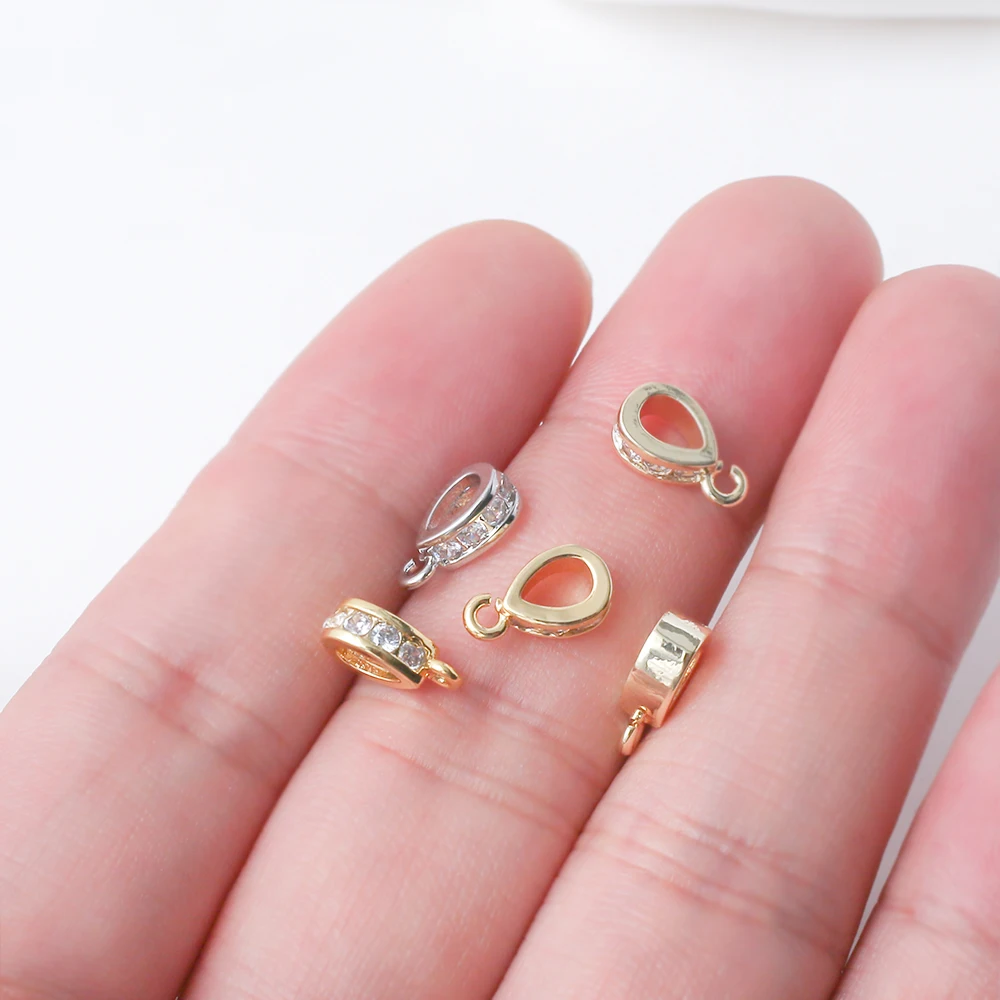 Teardrop Pendant Hanger Bail Clasp With Open Loop Brass