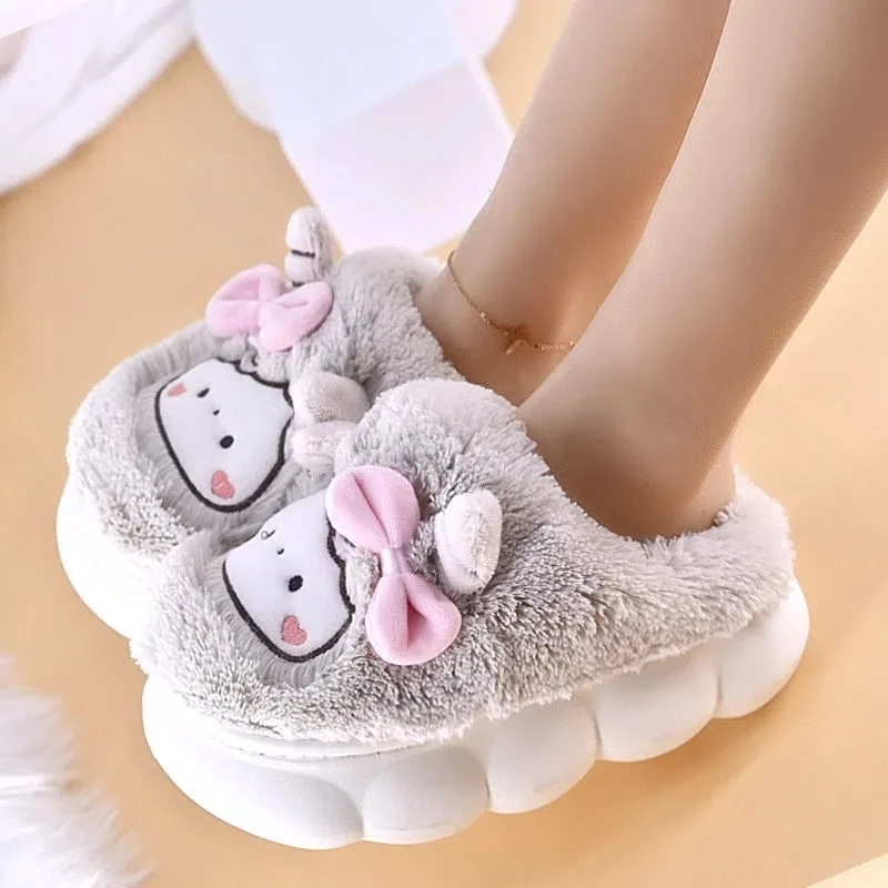 hensynsløs Uanset hvilken nyt år Paltform Plush Slipper for Women Autumn Cute Sheep Girls Home Slippers  Winter Family Comfy Light Mute Female Shoes Sandals