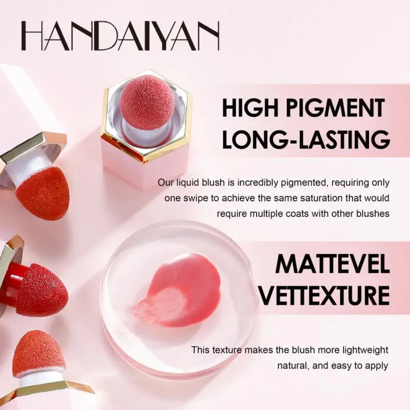 Liquid Blush HANDAIYAN Matte Moisturizing Tinted Red High Pigmented Face Cheek Rouge Blush Cream Lasting Color Rendering Makeup
