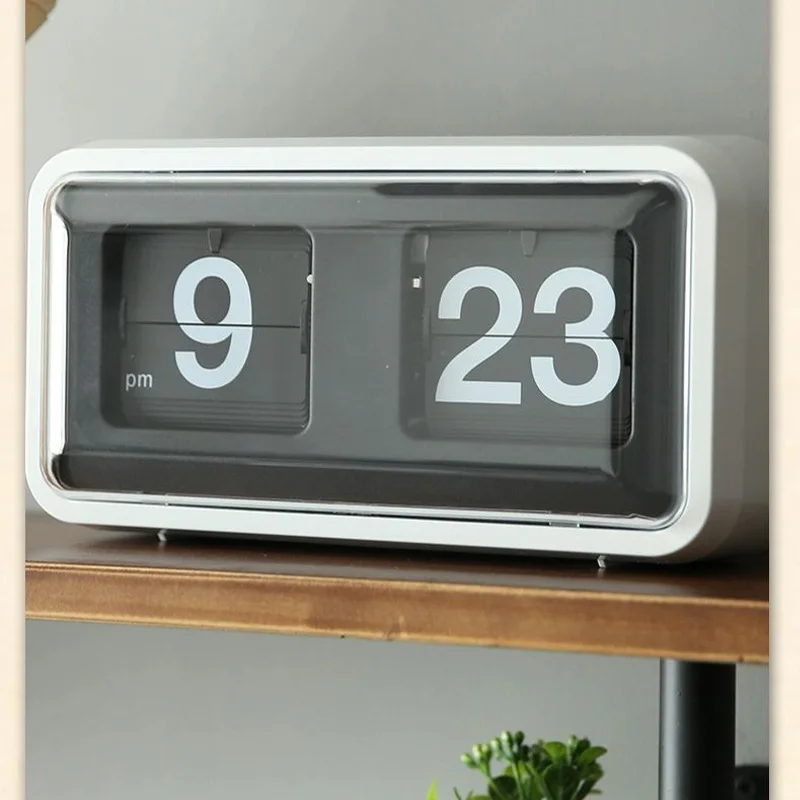 Flip Digital Clock Table Bedroom Living Room Turning  Page Modern Desk Creative Decoration Nordic Mute Dust-proof