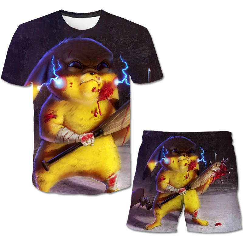 baby clothing sets girl Kids Pikachu Boy Girl T shirts Pants Suit Summer Cartoon Pokémon 3D Print Children's Clothing Sets Pokemon harajuku Outfits New cute baby suit Clothing Sets
