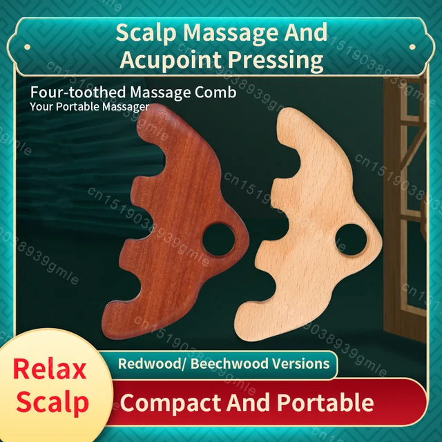 Wooden Massage Comb Neck Head Massage Full Body Spa Shoulder Neck Discomfort Massage Comb Relax Scalp Acupressure Head Massage
