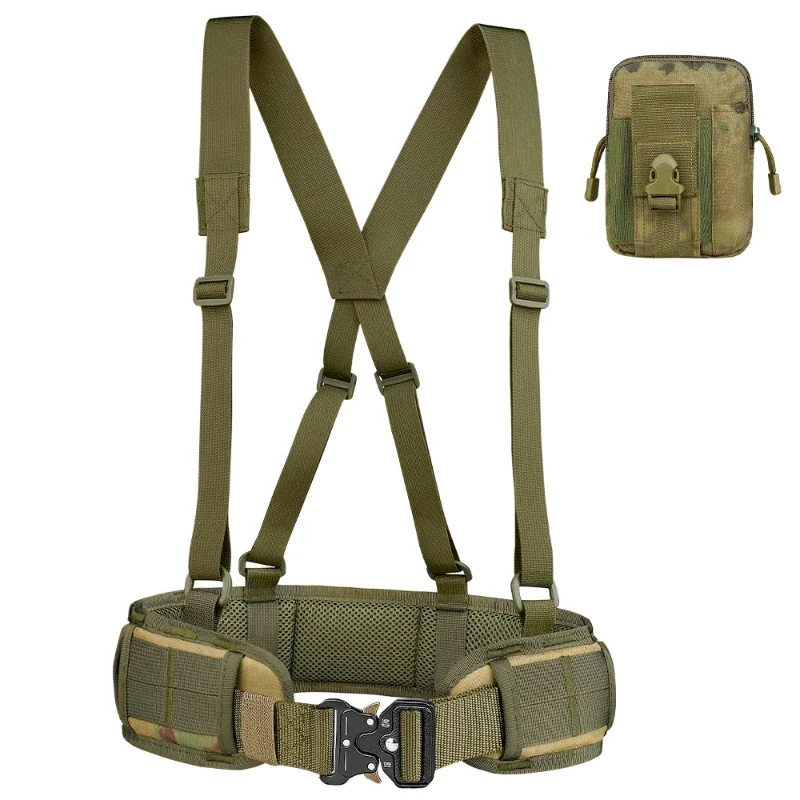 전술 MOLLE 남성용 배틀 벨트 세트 조절 가능 야외 작업용 두꺼운 허리띠 ..
