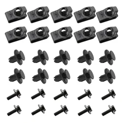 30 PCS Engine Undertray Cover Clips Metal Bolt Fixed Nut Clamps For Nissan Qashqai 2014-2020 Screws Fastener Clips Universal