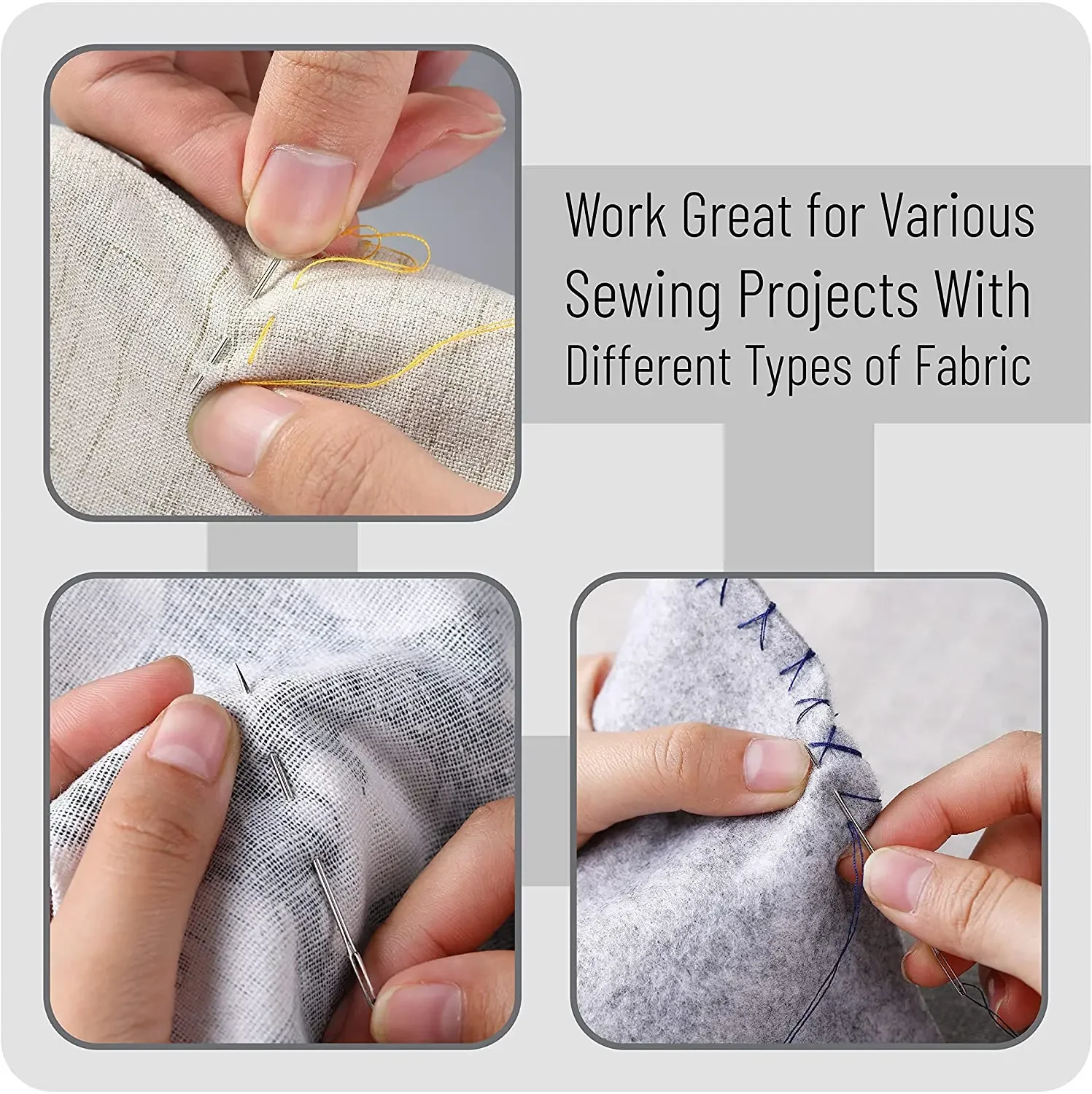 Needles Set with Different Stainless Steel Big Eye Hand 55 Pieces Sewing Sizes for Sewing Needlework Embroidery Needles