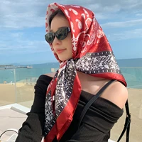 90*90cm Silk Scarf Women Print Hair Neck Square Office Ladies Shawl Bandanna Muslim Hijab Handkerchief Muffler Foulard female 2