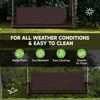 Front Porch Swing,  Wooden Upgraded 3 Person Seat Bench Swing Hanging Chair with Cup Holders 5