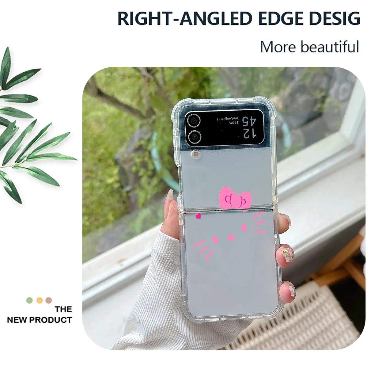 애니메이션 Sanrio 헬로 키티 전화 케이스 삼성 갤럭시 Z 플립 3 4 Z 플립 5 Z 폴드 4 5G PC 소프트 안티 가을 뒷면 커버