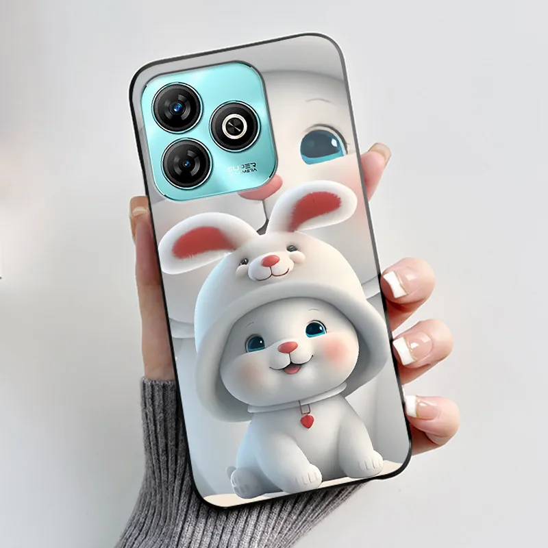 Luxury Cute Love Heart Rabbit Black Matte Soft TPU Protective Phone Case