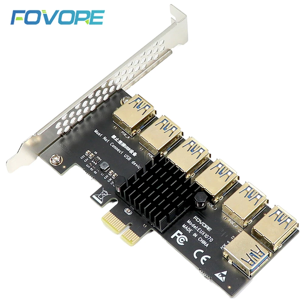 Gold PCI Express Multiplier Riser PCIE 1 to 7 X16 USB Miner Adapter Extender PCI-e For PC Graphics Card Mining | Компьютеры и офис