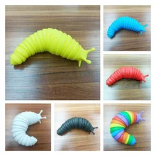 

New Fidget Toy Slug Articulated Flexible 3D Slug Fidget Toy All Ages Relief Anti-Anxiety Sensory Toys for Children Aldult Gift