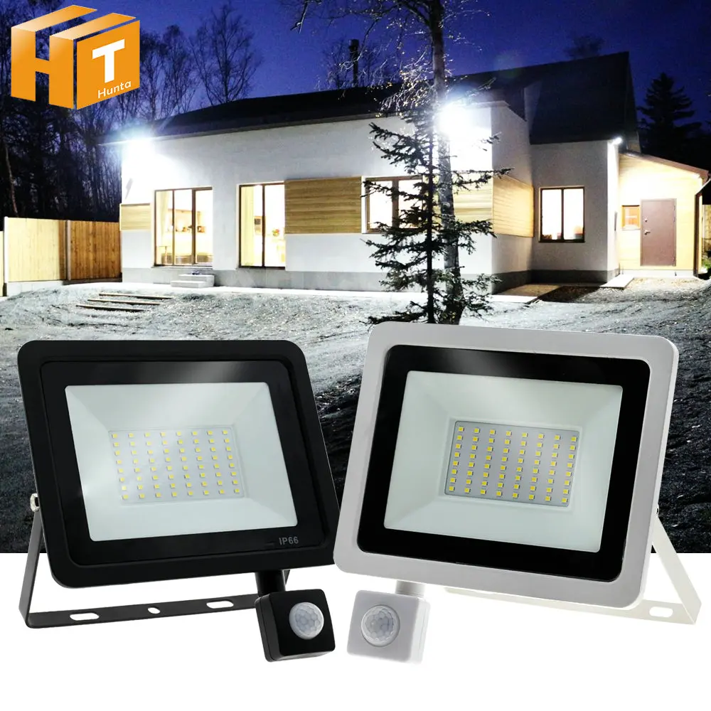 LED FloodLight PIR Motion Sensor LED Flood Light IP66 Waterproof Spotlight Wall Outdoor Lighting White Warm White