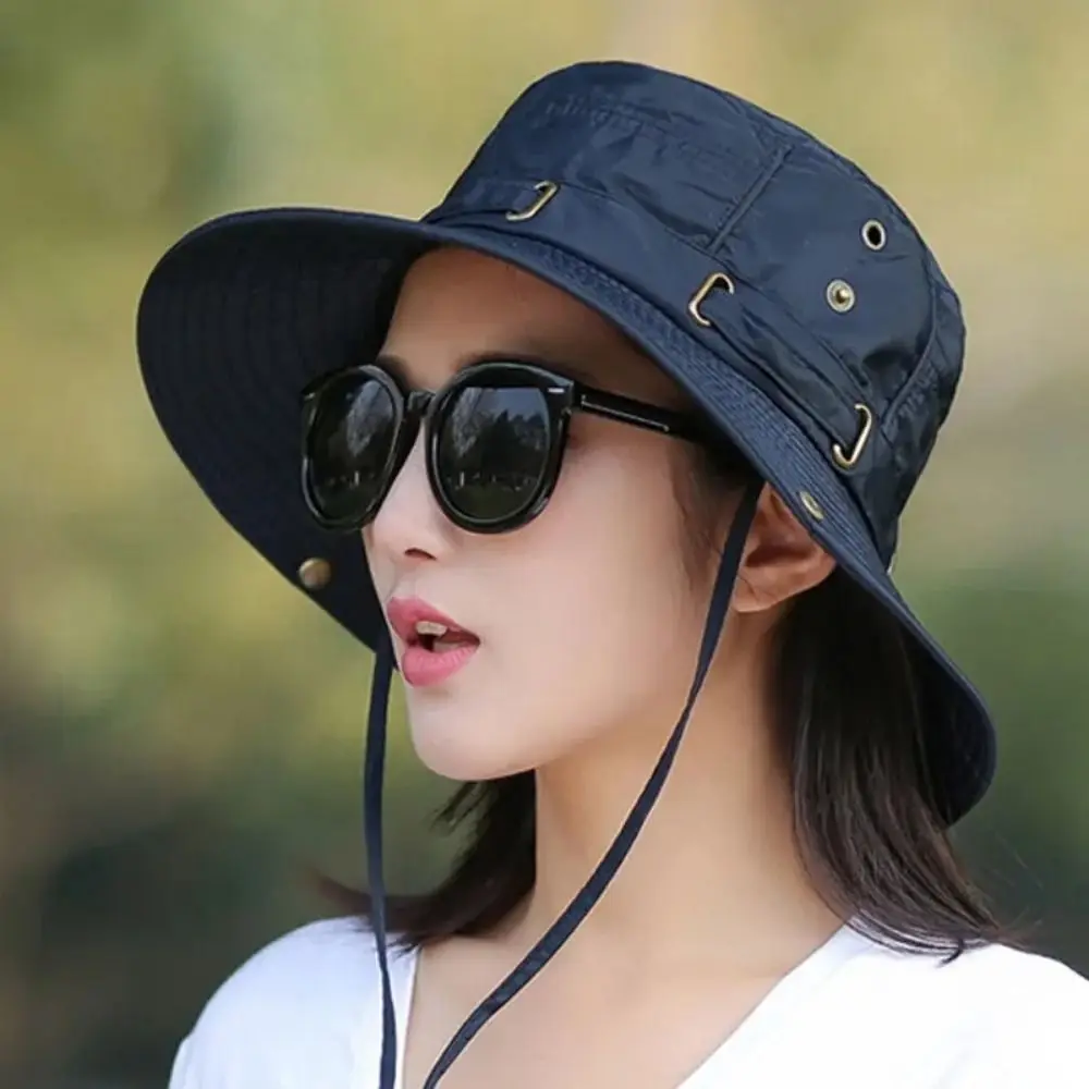 Wide Brim Large Brim Fisherman Hat UV Protection Sunscreen Summer Panama Hat Waterproof Solid Color Sunscreen Bucket Cap Travel bucket hat,fisherman hat