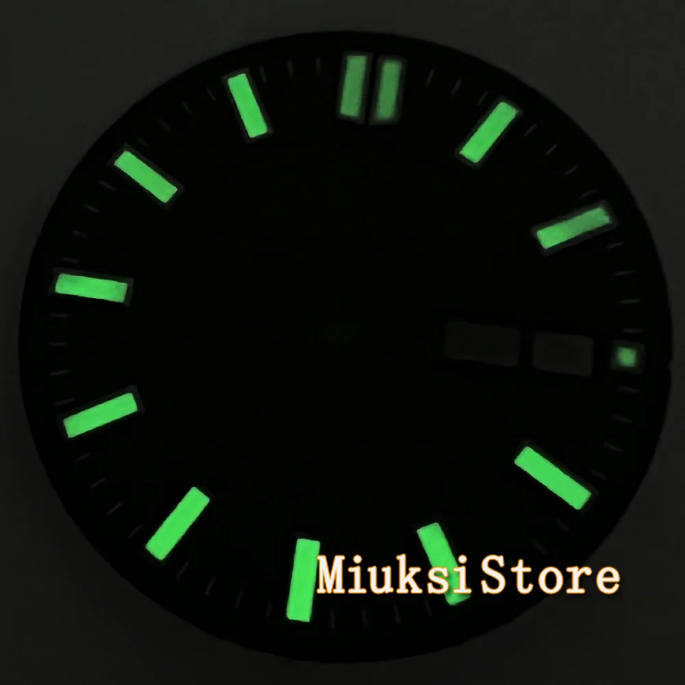 31mm Watch dial fit NH36 Movement Green luminous face with date window Green blue Gray watch dial