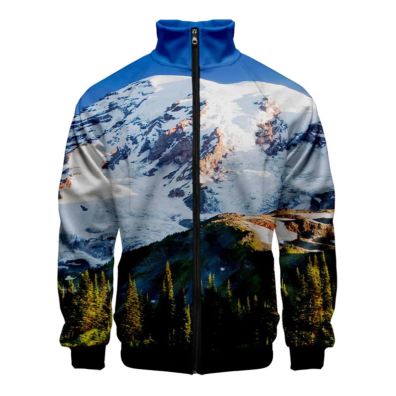 thumbnail image 1 of Chaqueta con estampado de paisaje de montaña nevada en 3D, chaquetas con gráficos de paisajes divertidos para hombres y niños, ropa de calle de moda, ropa superior, 1 of 5