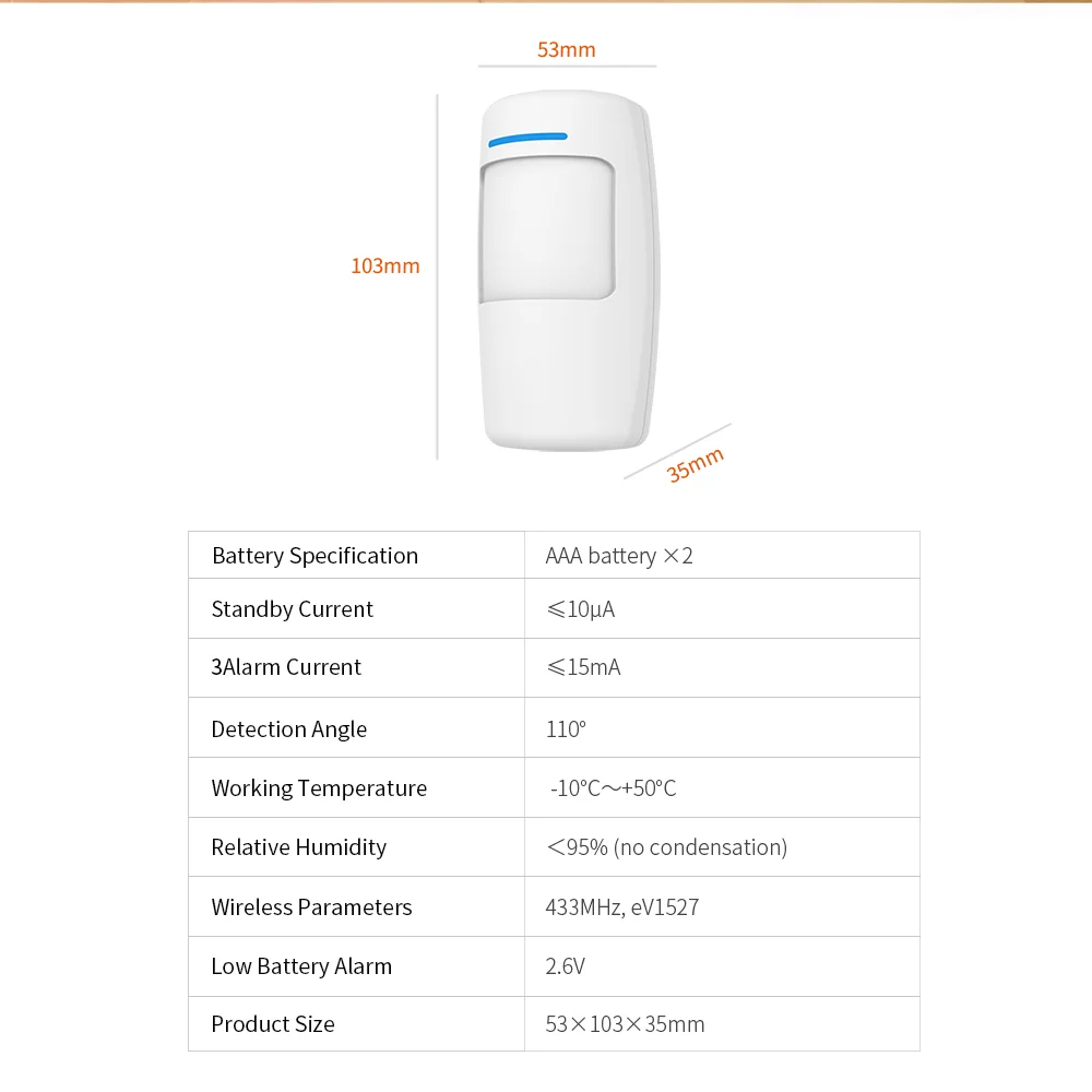 TAIBOAN 433MHz PIR Motion Sensor Image 2