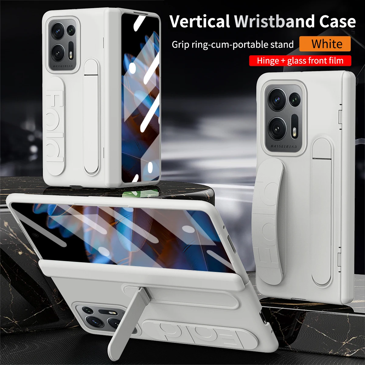 Silicone 180° Rotating Wristband Stand with Hinge 3-in-1 Full Lens Protection Drop-proof Phone Case