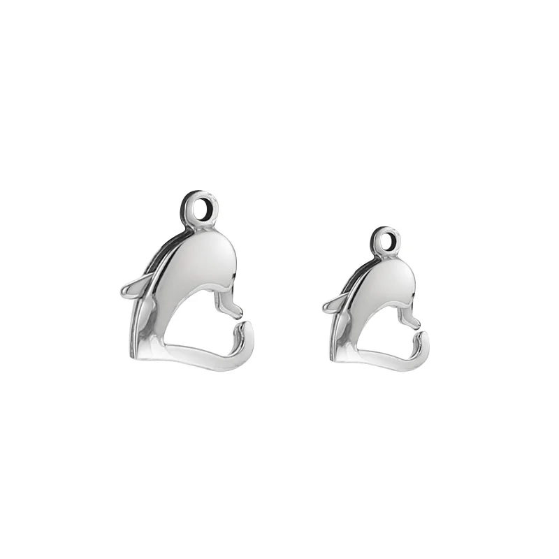 

10pcs Stainless Steel 14mm/16mm Dolphin Heart Clasps Polished Charms Connectors For DIY Jewelry Making Findings Accessories