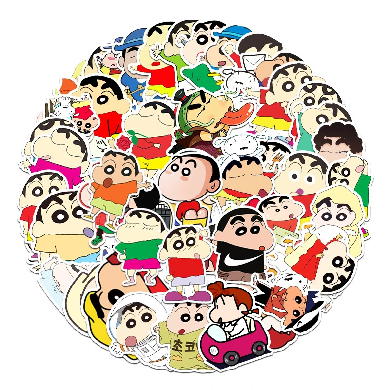 

Cartoon Anime Kawaii Crayon Shin Chan Stickers for Laptop Suitcase Stationery Waterproof Decals Album Graffiti Kids Toys Gifts