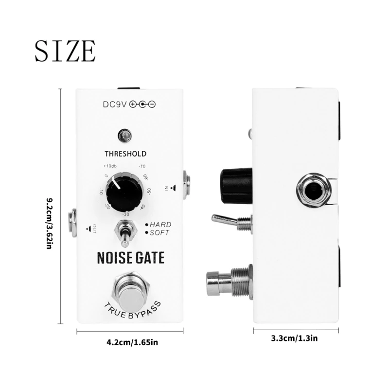 Guitar Pedal True Bypass Noise Reduction Effect Pedal Aluminum Alloy Noise Gate Electric Guitar Suppressor 652D