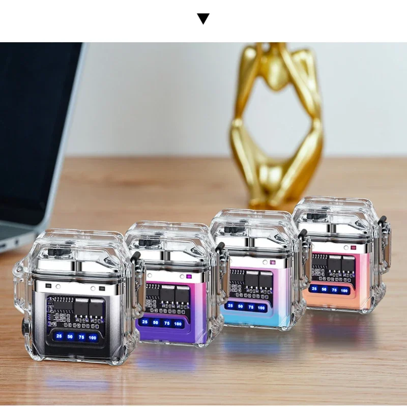 Transparent Shell Double Arc USB Electronic Lighter TYPE-C Fast Charge COB Lighting Plasma Lighter Electric Waterproof plasma lighter