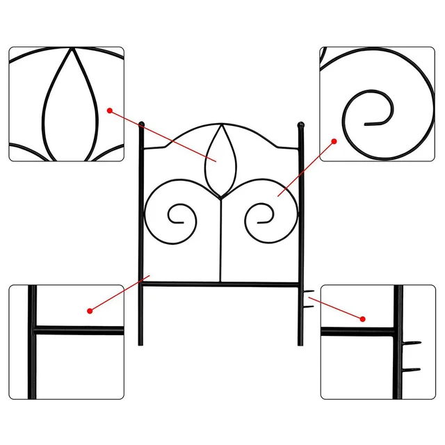 1Pc Európai Stílusú Vaskerítés Udvar Kültéri Kert Kerítés Virágkerti Zöldség Dekoráció Kerti Kovácsolt - Image 6