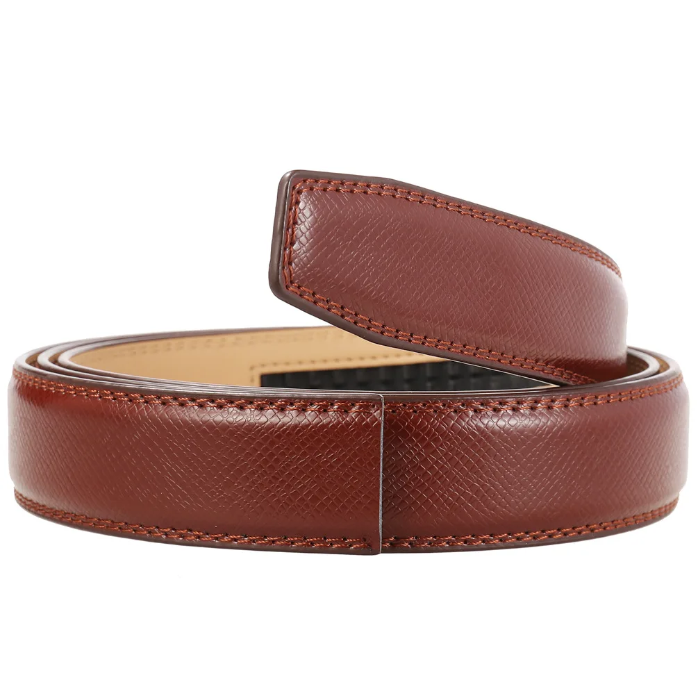 16 Styles 3.0cm 3.1cm Men's Genuine Leather Belts Automatic Buckle Belts Men No Buckle Belts High Quality Black Brown Waistband