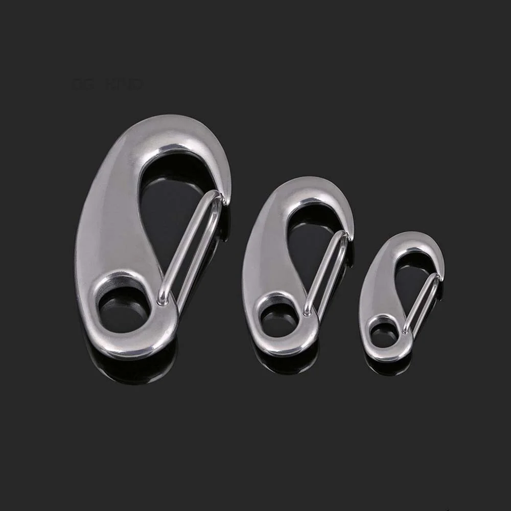 1pcs 304 stainless steel egg shape spring gate snap hook lock quick link carabiner 30mm 50mm