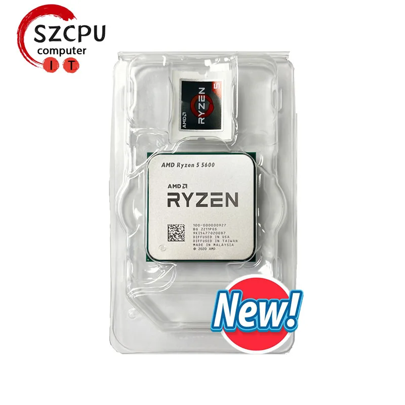  AMD Ryzen 5 5600 R5 5600 3.5 GHz 6-Core 12-Thread CPU Processor 7NM L3=32M 100-000000927 Socket AM4 New and without cooler 