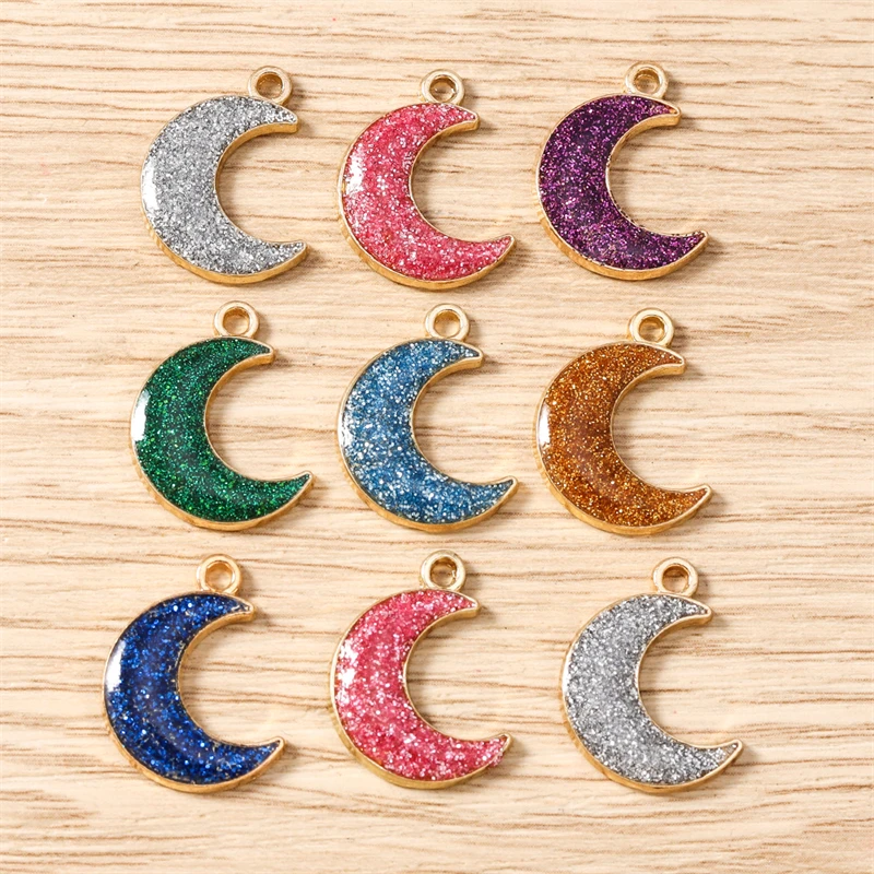 10 Stück niedliche Emaille-Sonnen- und Mond-Anhänger für die Schmuckherstellung, Tropfenohrringe, Halsketten, Armbänder, DIY, handgefertigtes Bastelzubehör – Detail 10