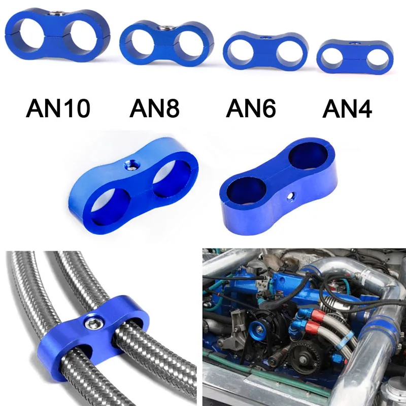 

1Pc Universal Hose Separator Clamp AN4 AN6 AN8 AN10 Aluminum Fuel Line Mounting Divider Oil Line Hose Tube Seprator Clamp