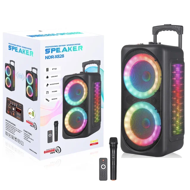 ポータブルBluetoothスピーカー,マイク付きサウンドボックス