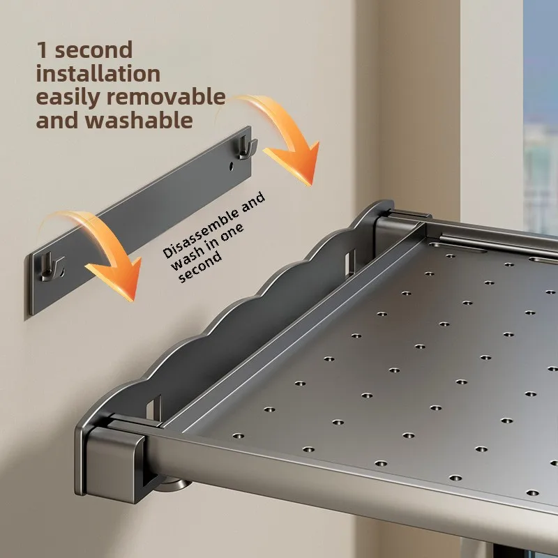 Toilet clothes storage artifact, bathroom no punching towels, clothes storage rack, bathroom wall mounted folding rack