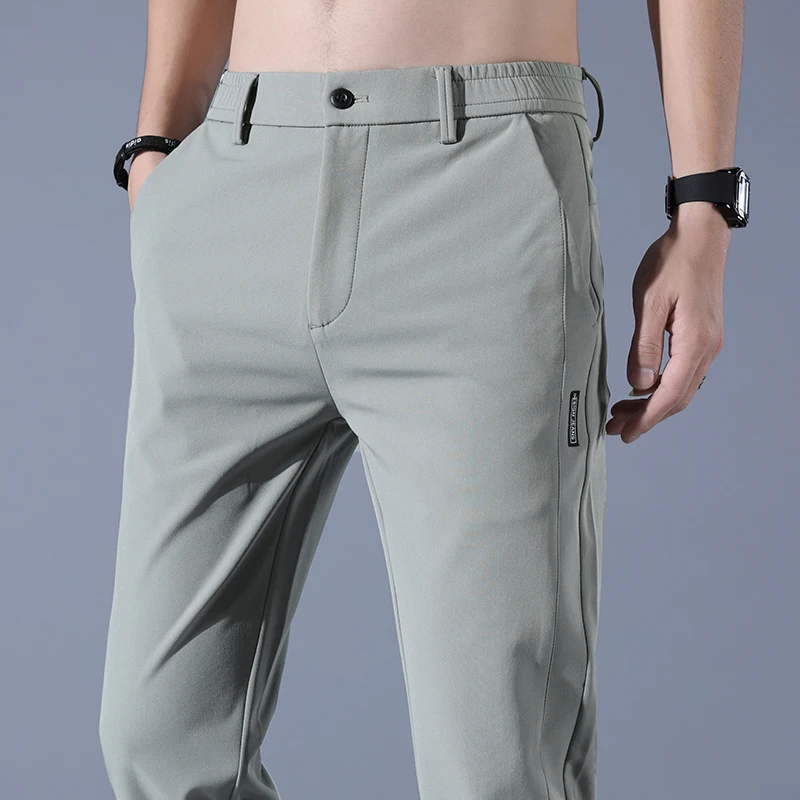 Ultra-Thin Men's Stretch Slim Casual Trousers - High-Quality Fashionable Breathable Pants
