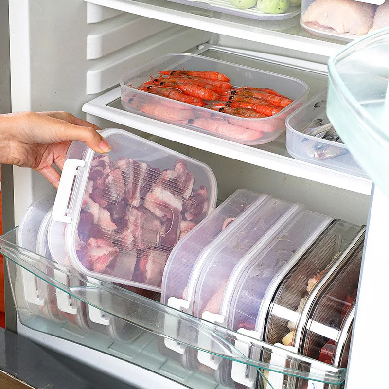 Refrigerator Storage Box Food Storage Containers Meat Container for Fridge Organizer Frozen Meat Fresh-Keeping Kitchen Crisper 3