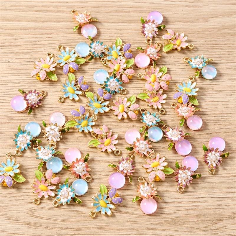 10 Stück süße Emaille-Marienkäfer-Blumen-Charms-Anhänger für Halsketten, Ohrringe, Armbänder, DIY, handgefertigtes Kunsthandwerk, Schmuckherstellung, Zubehör – Detail 11